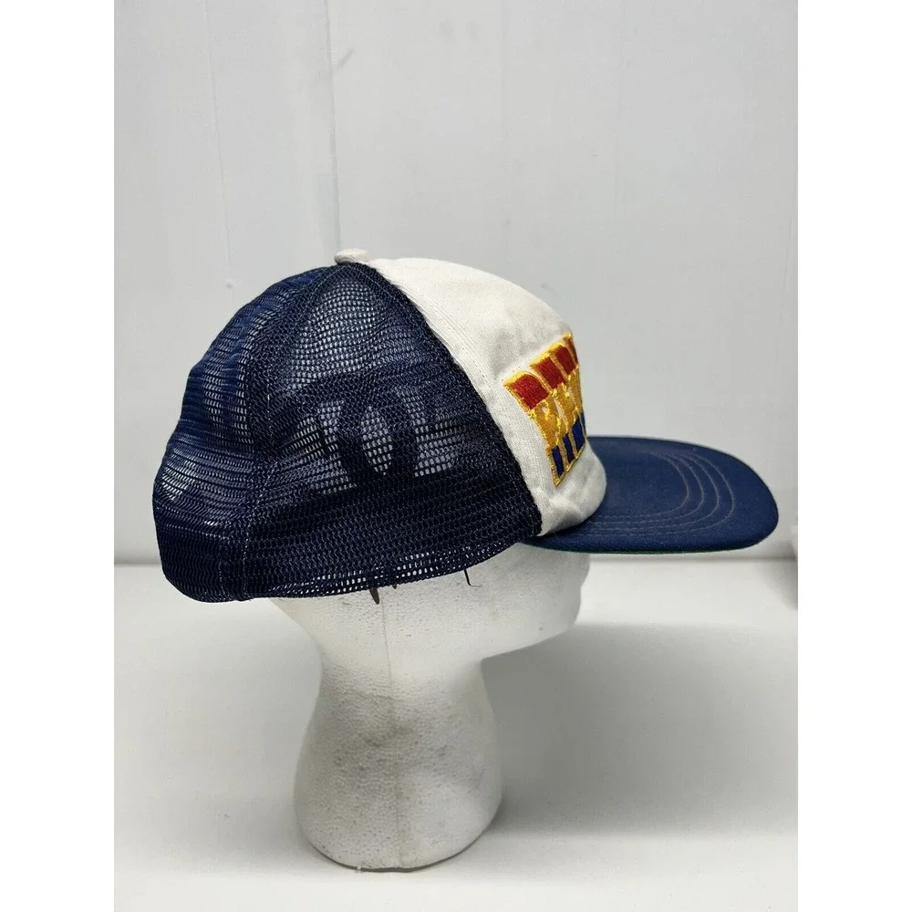 Vintage Redneck Trucker Hat Blue USA MADE Snapback Multicolored *Bad Foam*